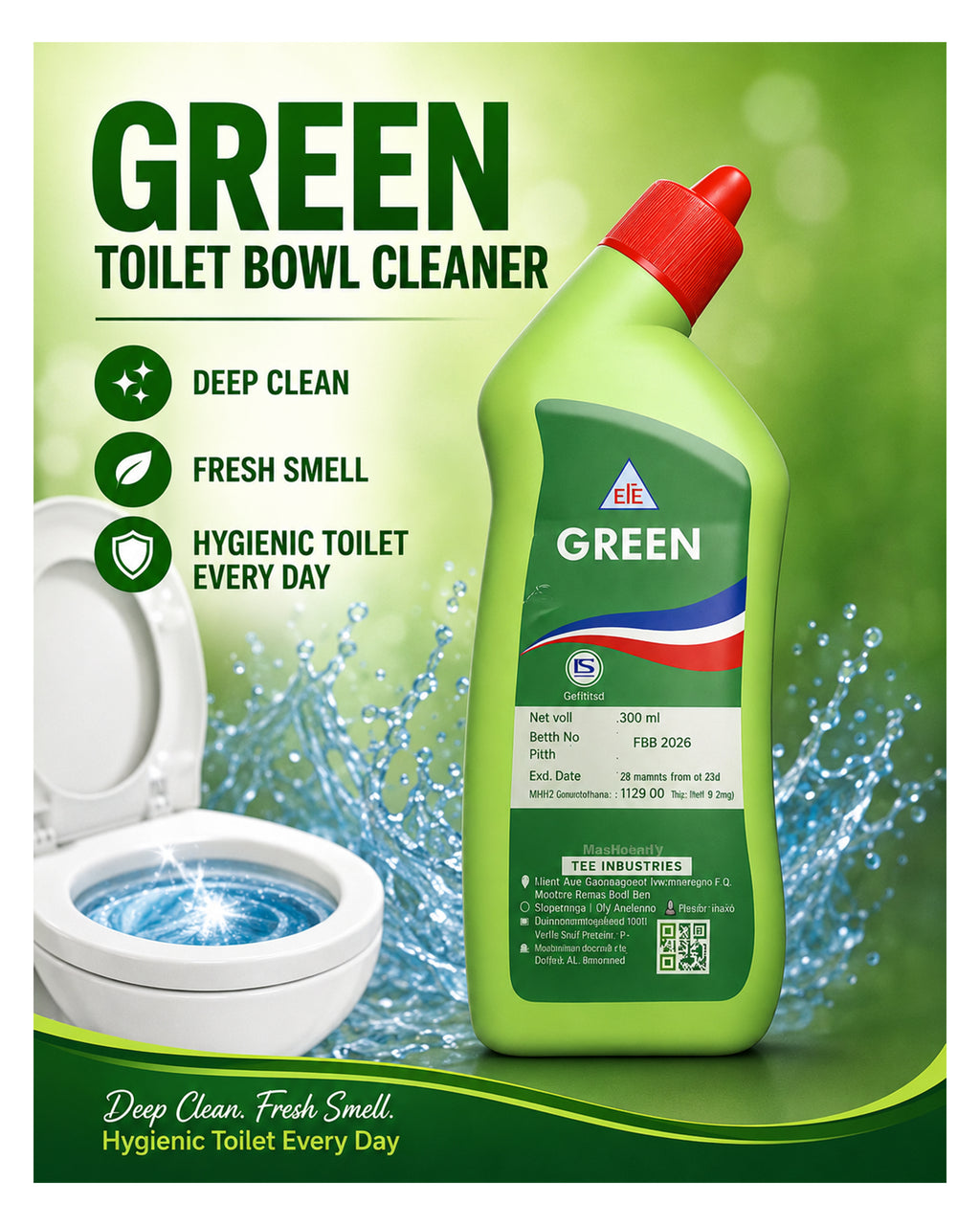 GREEN Toilet Bowl Cleaner 500ml | Deep Clean. Fresh Smell. Hygienic Toilet Every Day.