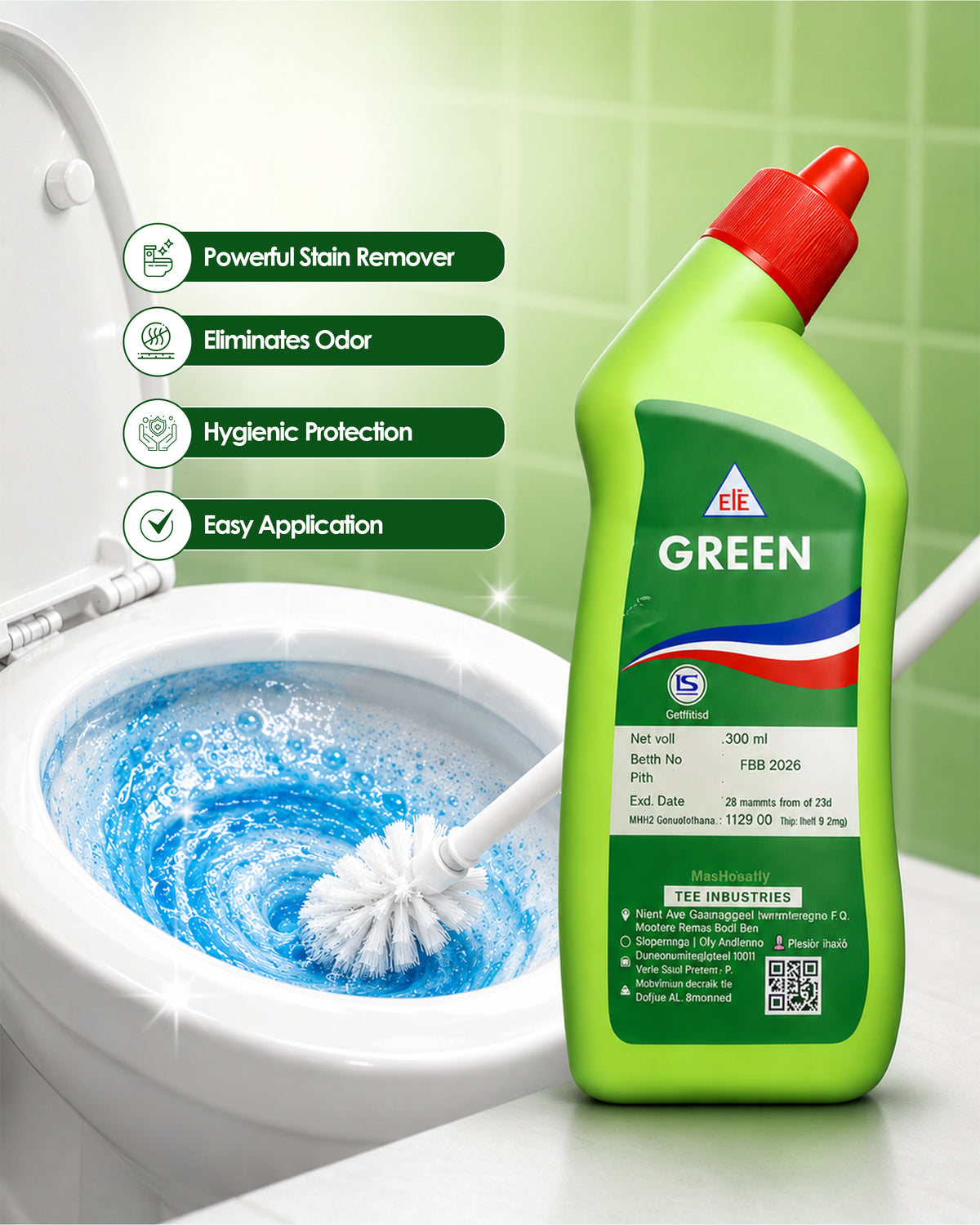 GREEN Toilet Bowl Cleaner 500ml | Deep Clean. Fresh Smell. Hygienic Toilet Every Day.